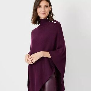 Pearlized Mock Neck Pancho
